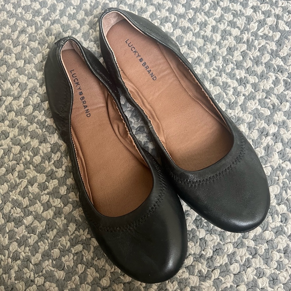 Lucky Brand Black Leather Flats